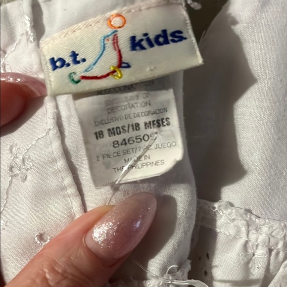 White Eyelet Baby Romper with Purple Accents - Picture 6 of 7